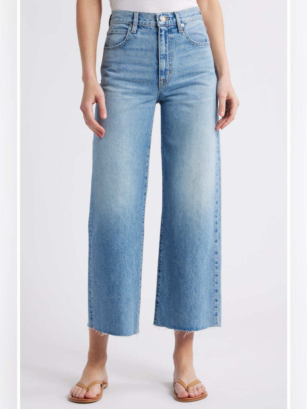 Slvrlake Grace Crop High Rise Wide Leg Jeans Light Wash Heartache Frayed Raw Hem